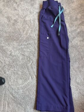 Figs Purple Jogger Scrub Pants with Teal Drawstring